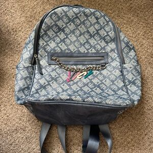 Juicy Couture Denim-Blue Logo Backpack with Colorful Charm